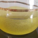 Old pitcher with its 8 yellow granite glasses with gold edging vintage 50's