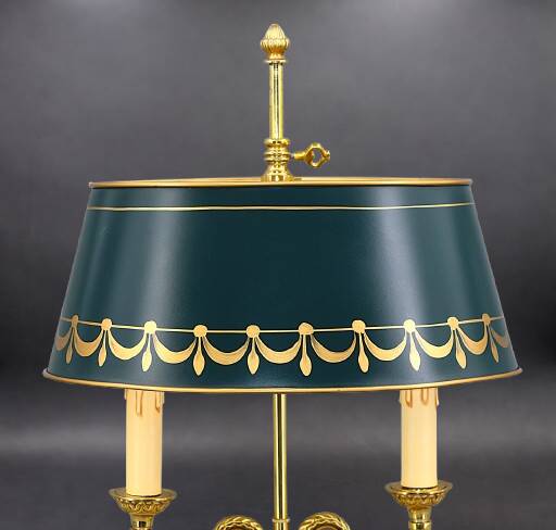 Bronze Bouillotte Lamp in Louis XVI Style with Two Lights "Lucien Gau"