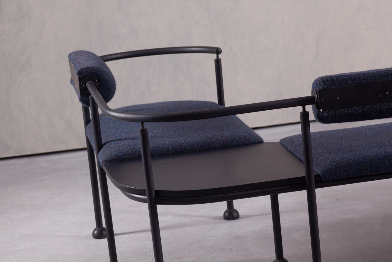 Postmodern steel and fabric bench, Italy, 1990s