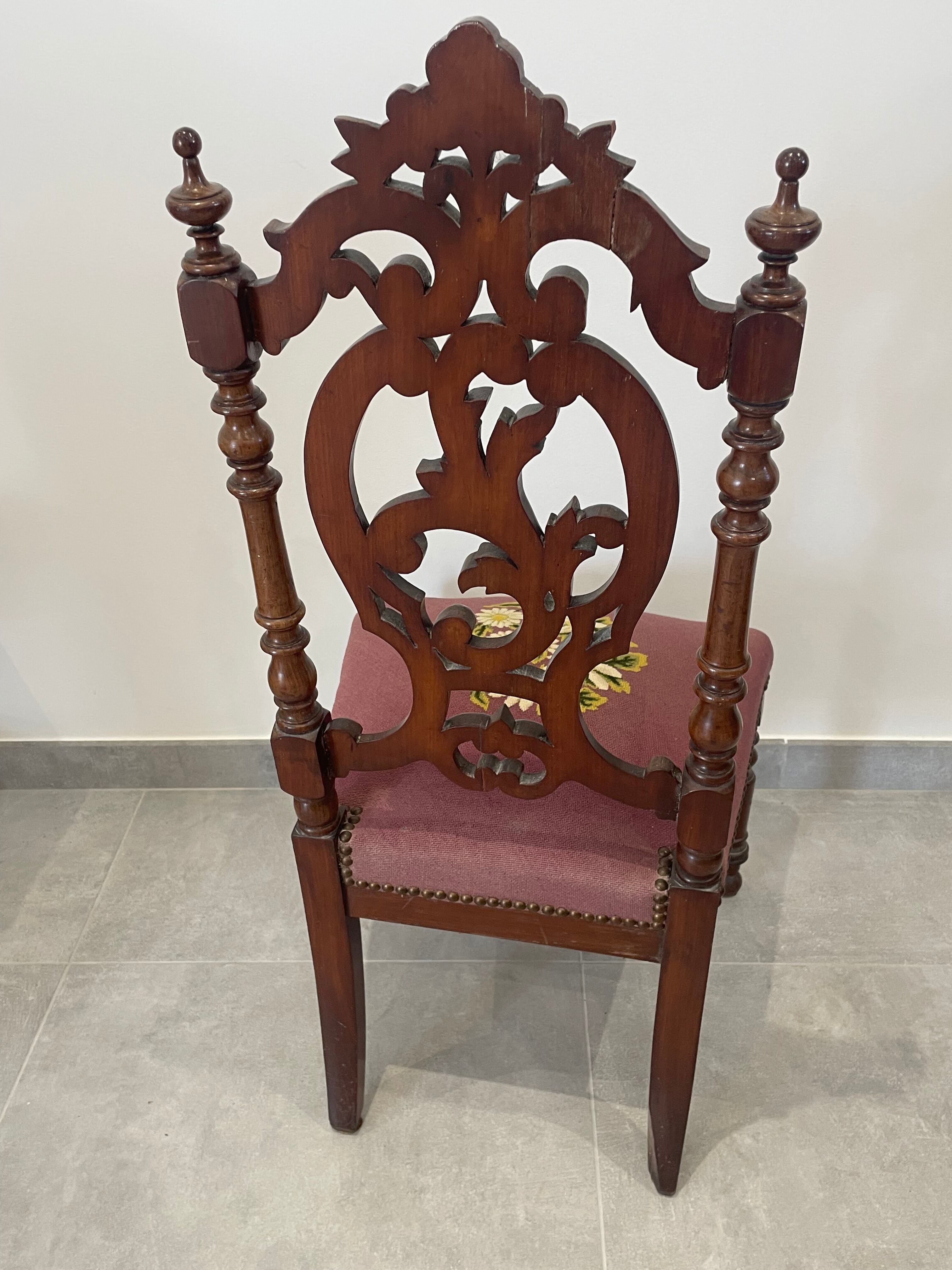 Napoleon III nurse chair, blackened wood and canvas