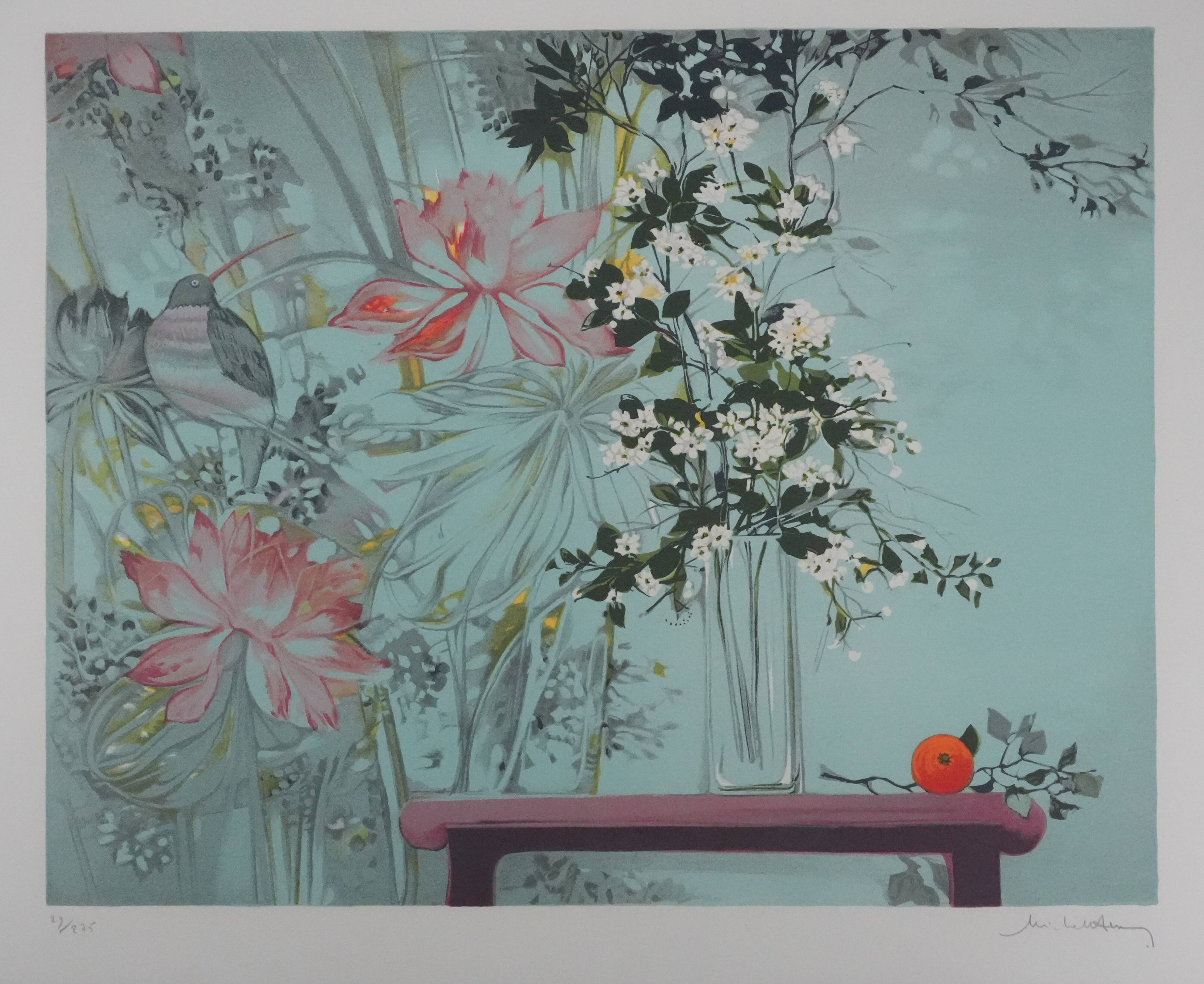 Michel henry: the flowers in the wind, signed original lithograph.