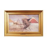 Painting „The Rainbow over the Village”, Scandinavian design, 1960s