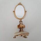 Mirror table vintage with foot psyche marble 26cm