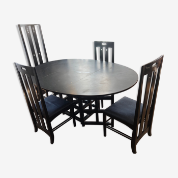 Table et 4 chaises Charles Rennie Mackintosh