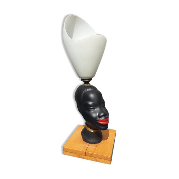 Lampe céramique buste femme africaine vintage 1950 — Beyit