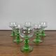 Set of 6 vintage wine glasses with emerald green stem