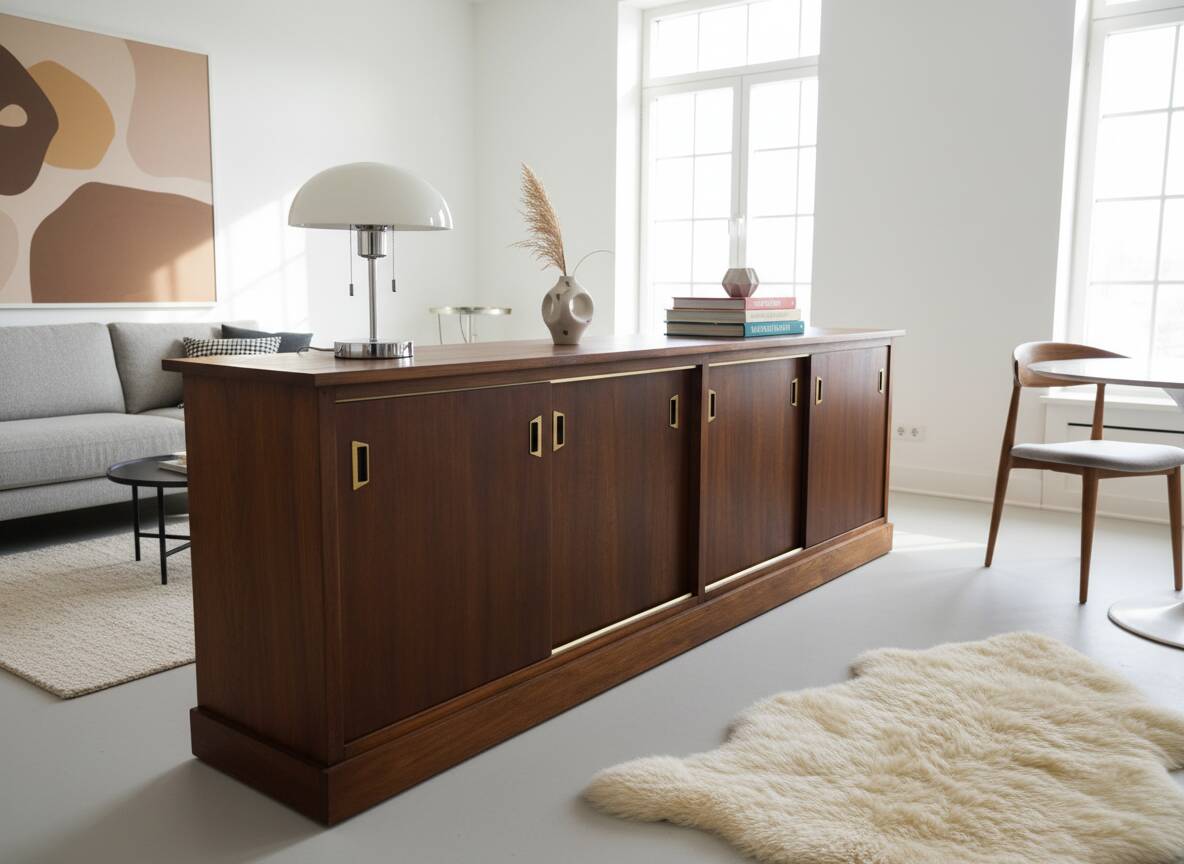 Large double-sided modernist sideboard in oak – 250 cm