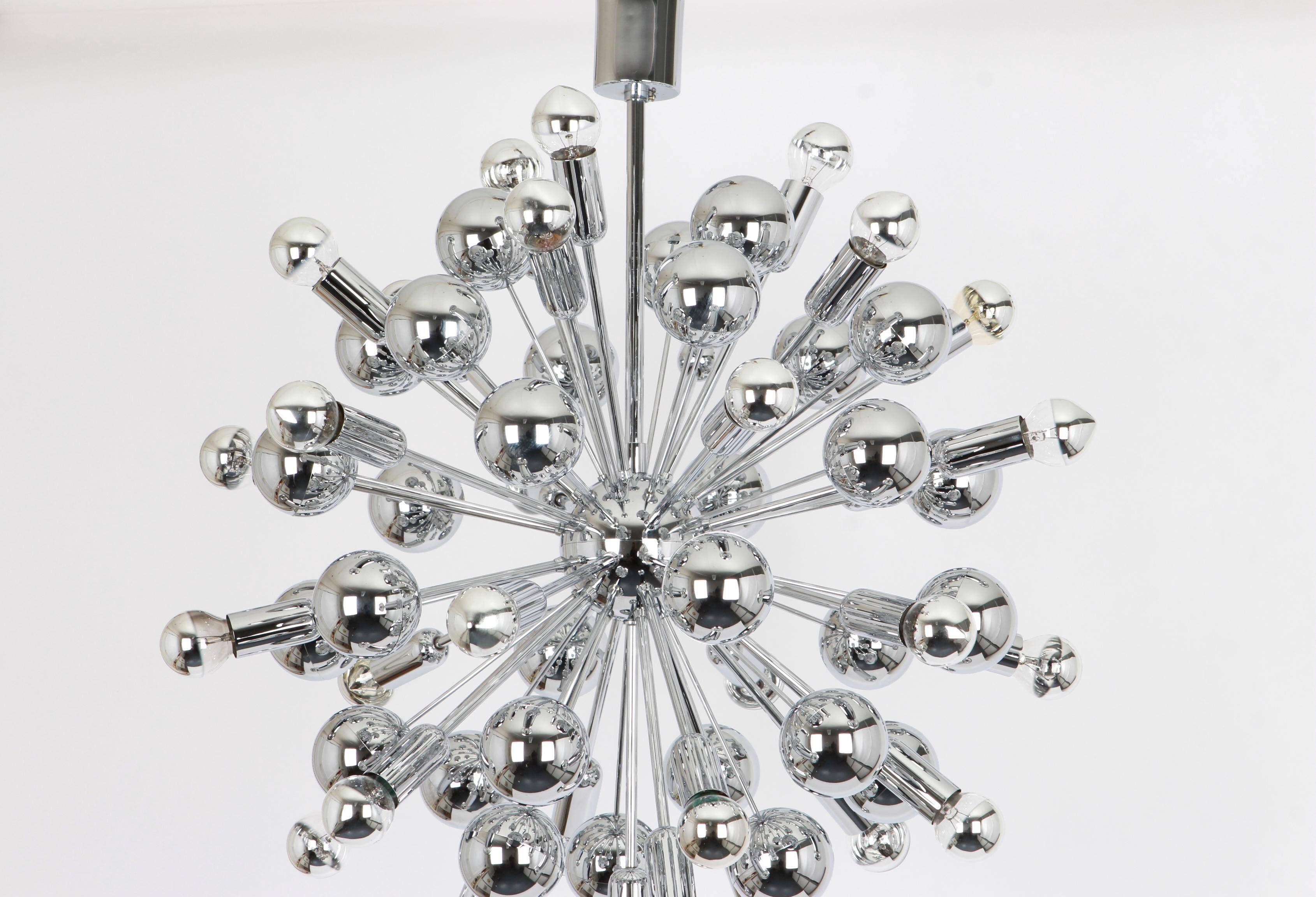 Grand Sputnik chrome chandelier in space style by Cosack, Germany, 1970s.