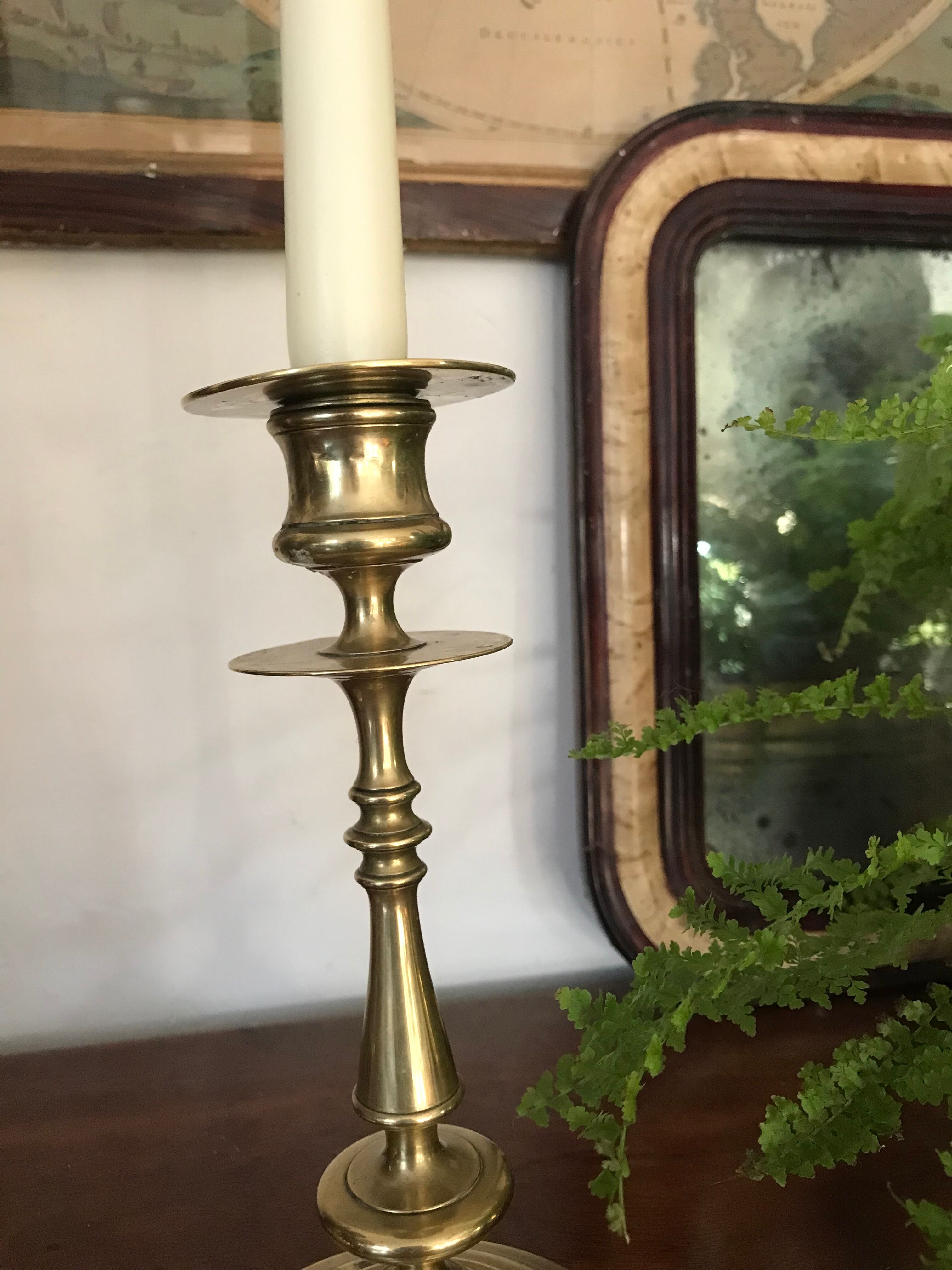 Pair of solid brass candle holders