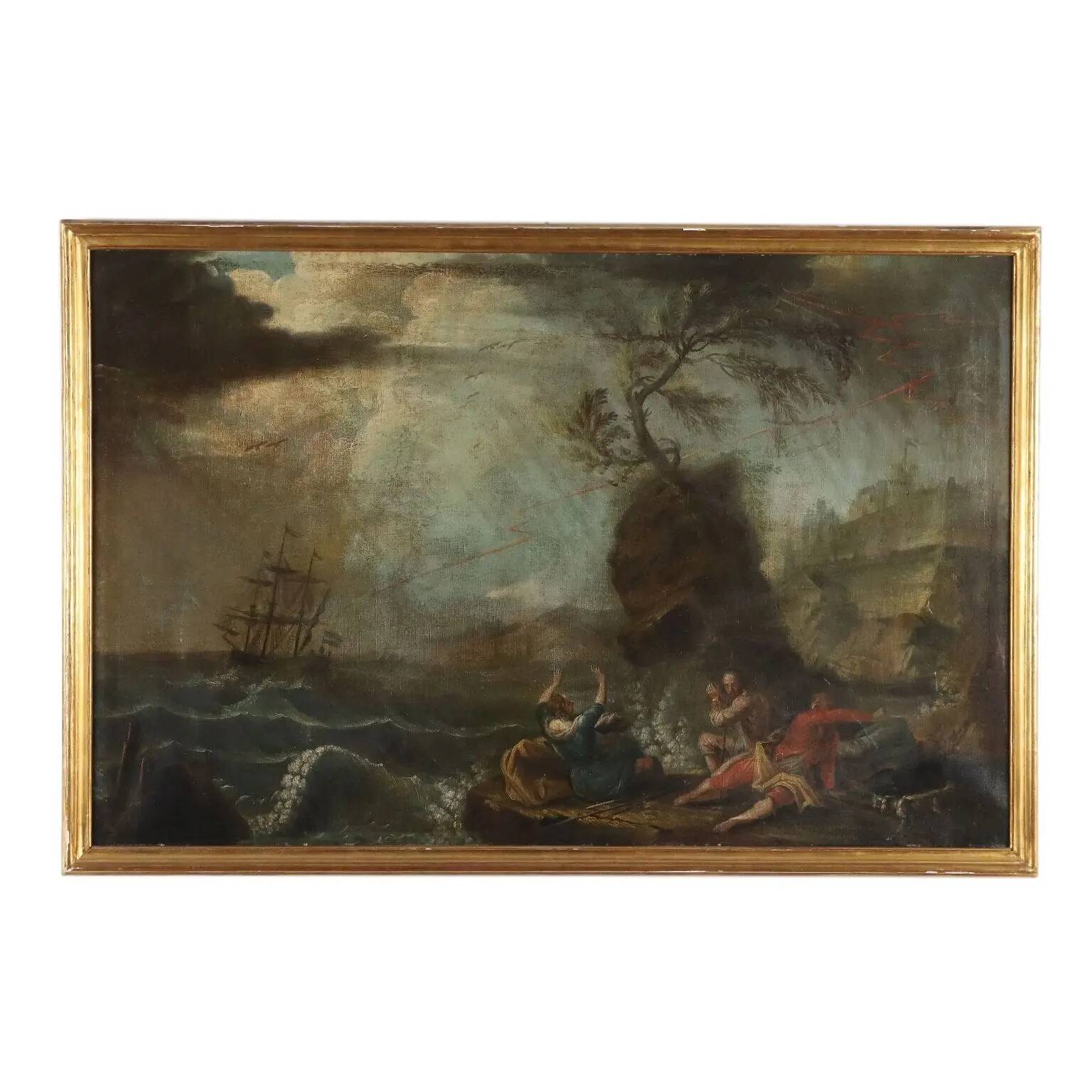Old oil painting on canvas, French school, 18th century