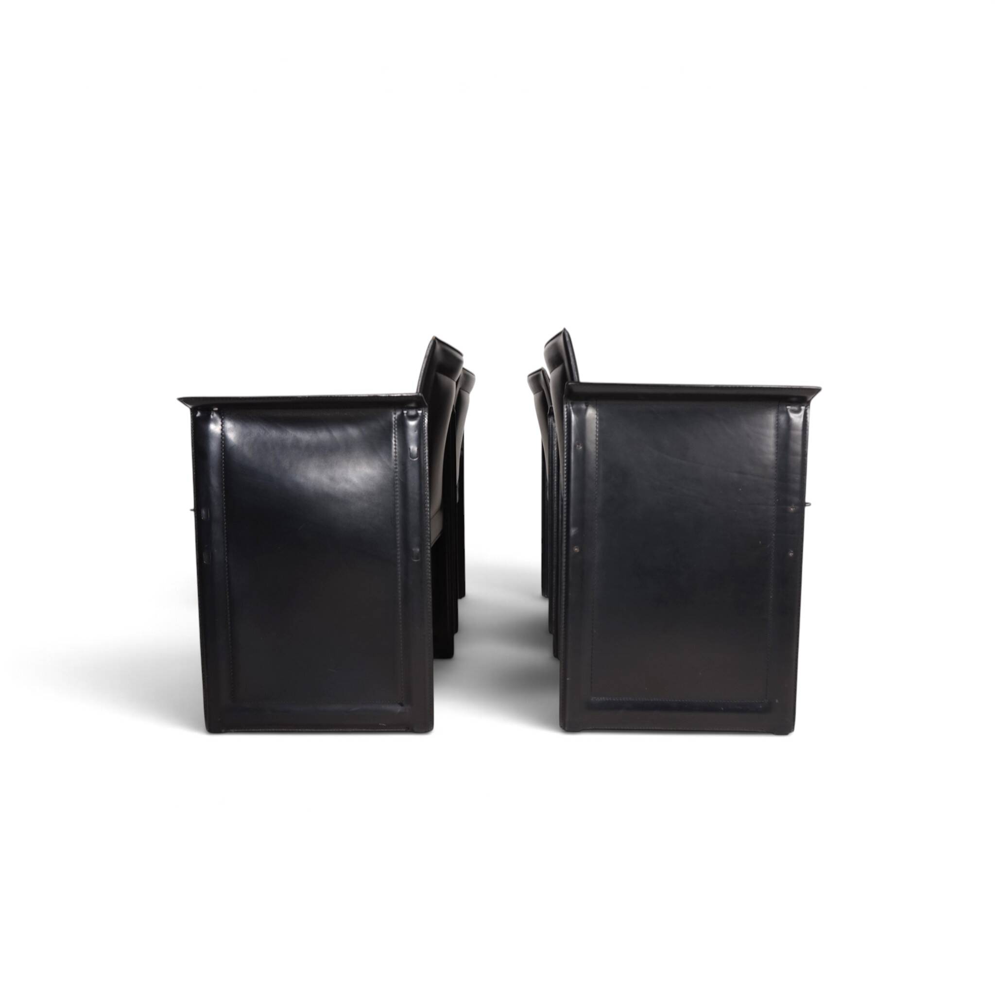 Arrben Solaria leather dining chairs, set of 4 by Tito Agnoli, 1970