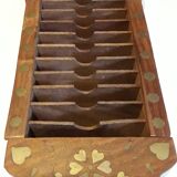 Small wooden shelf decorated brass to store audio cassettes "K7"