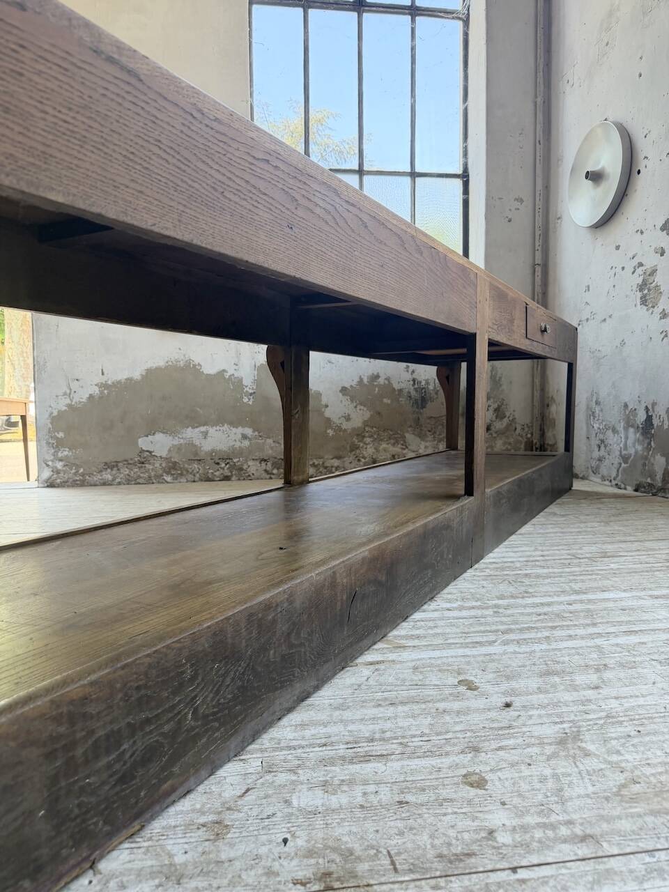 Table de gantier drapière 1900 chêne massif 330cm XL