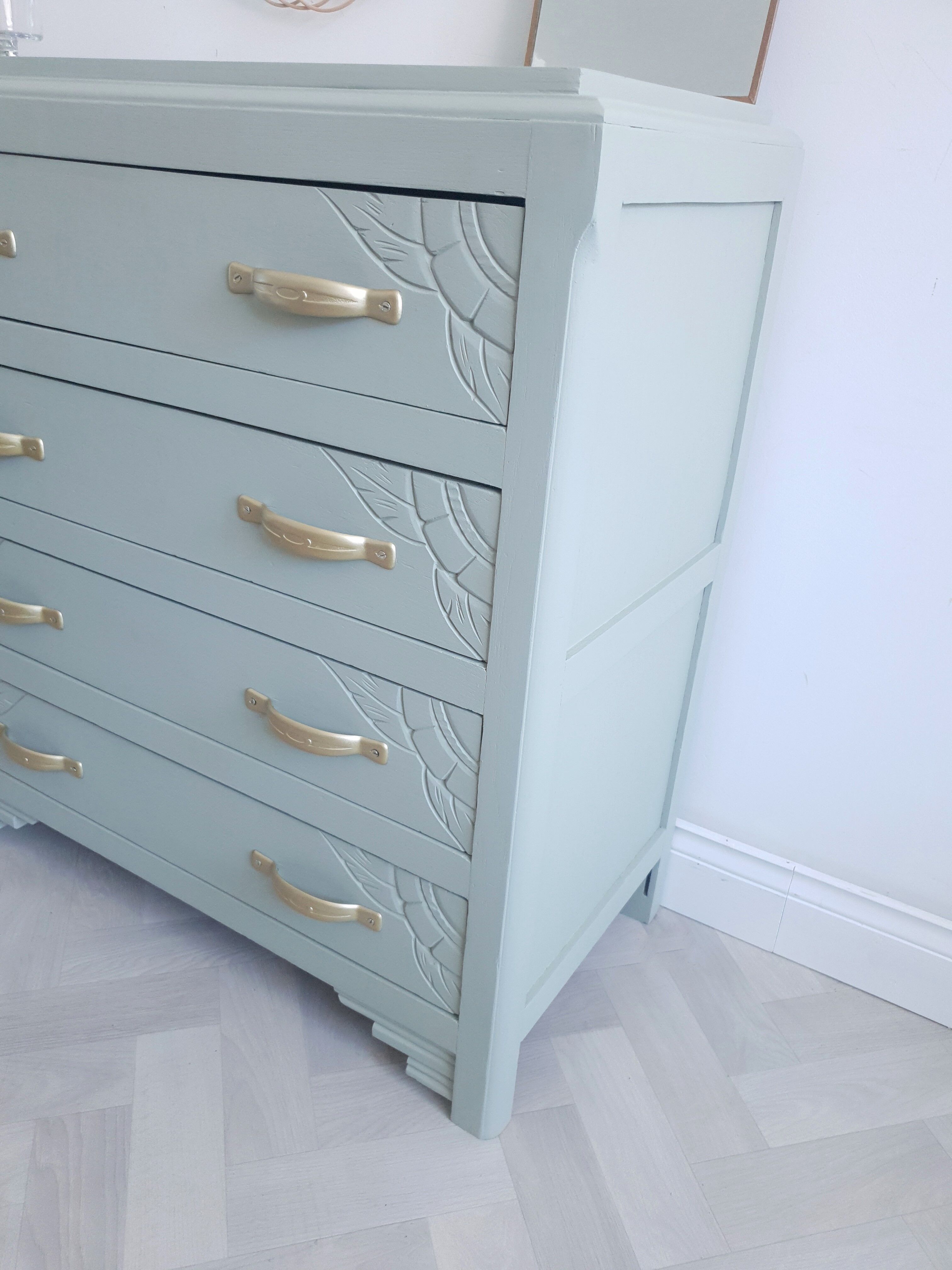 Green art deco dresser