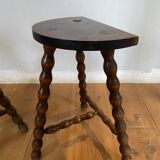 Pair of vintage wooden slag stools