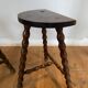 Pair of vintage wooden slag stools