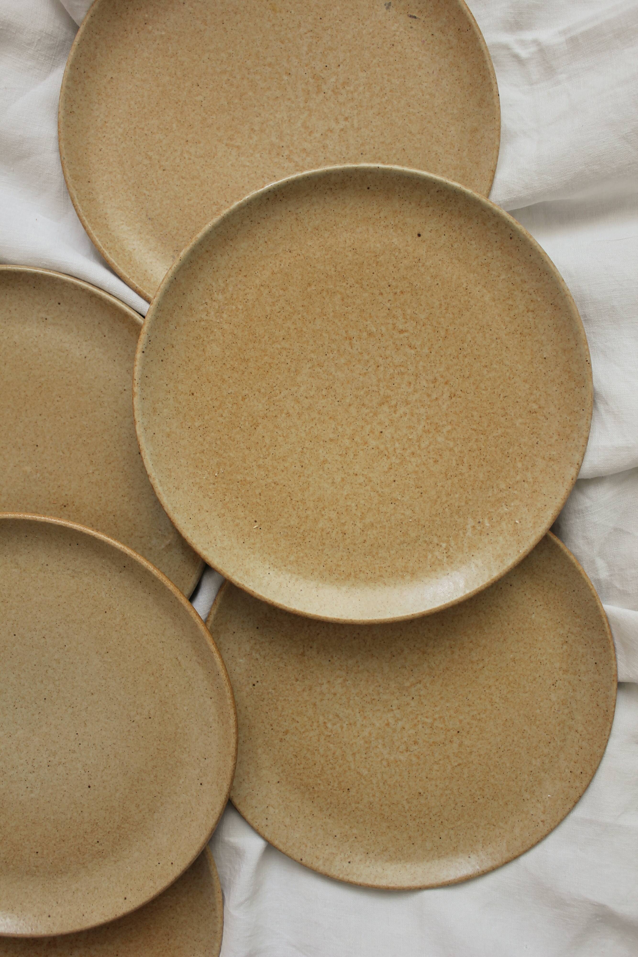 6 vintage stoneware dessert plates