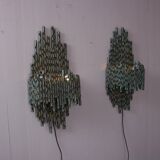 1960s brutalist wall lamps by Marcello Fantoni, Italy