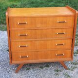 Vintage oak commode with tapered legs and wings from the 1950s.