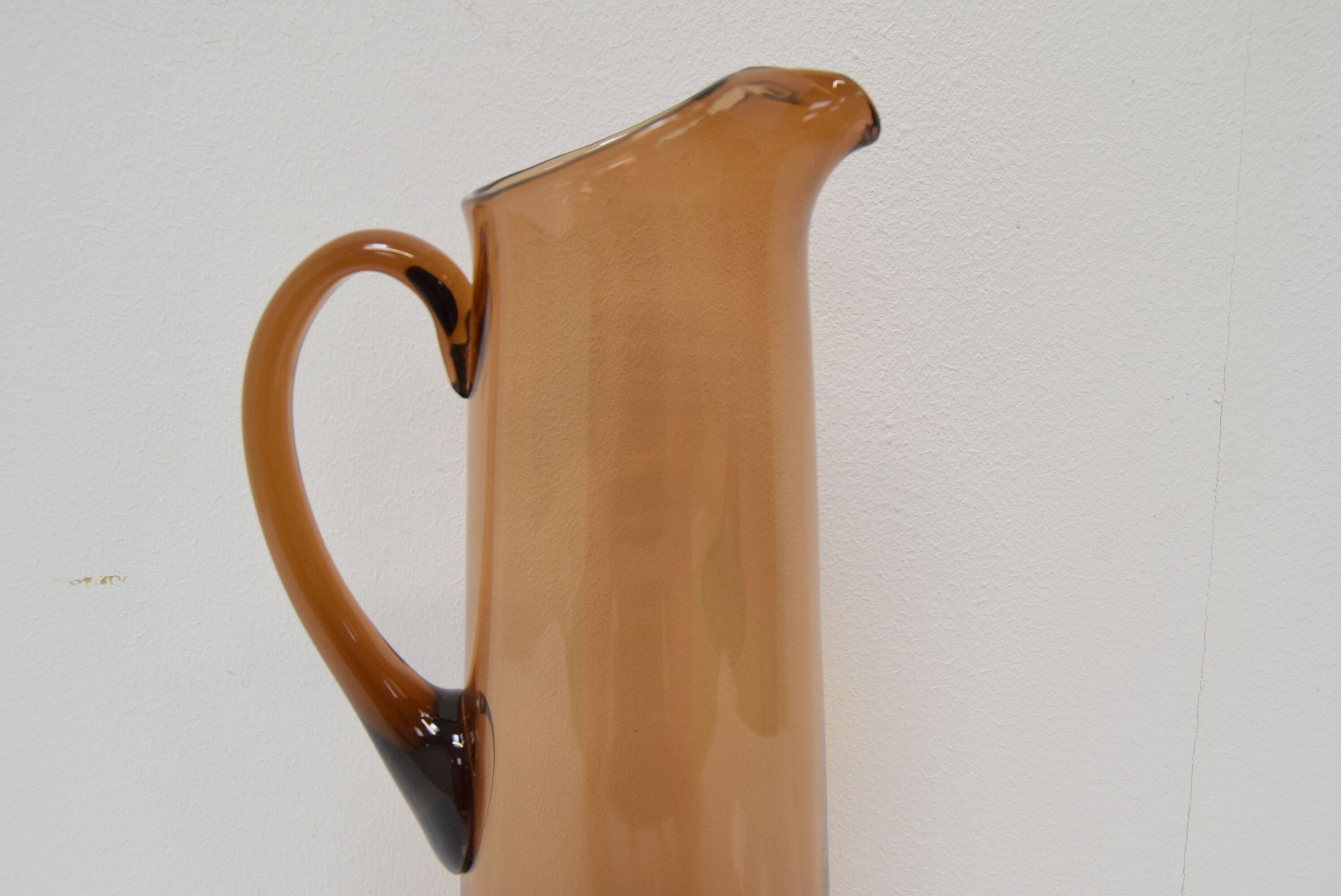 Art Czech glass pitcher, by Glasswork Novy Bor, 1950s