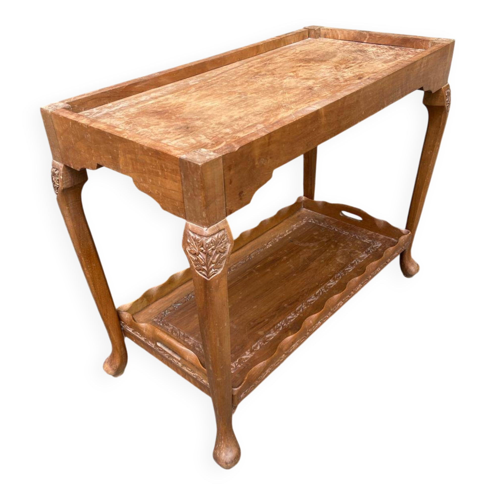 1950s solid wood console bar table.