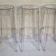 Set of 3 transparent Charles Ghost stools by Philippe Starck for Kartell, 65 cm