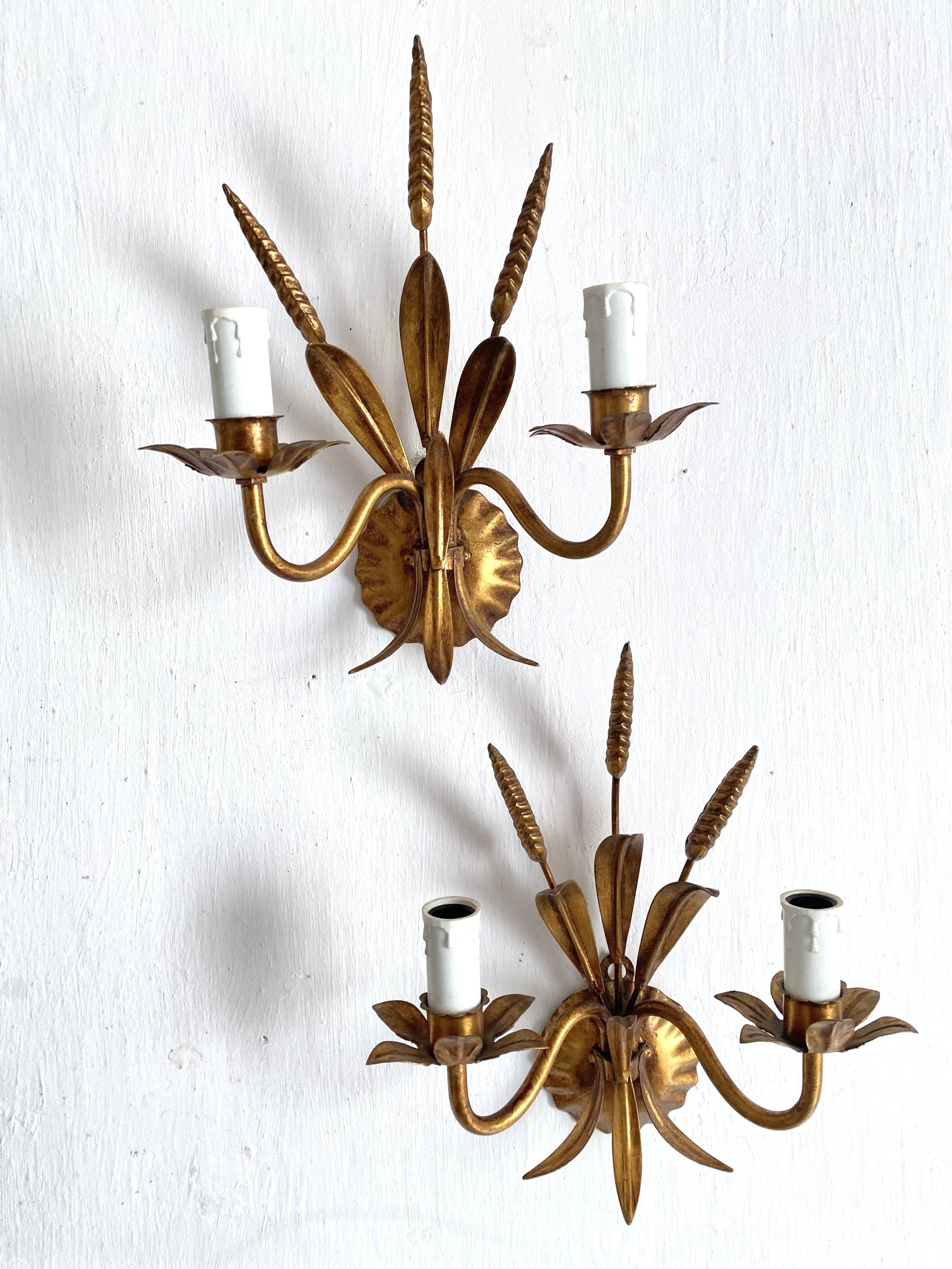 Hollywood Regency Italian wheat ear sconces