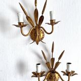 Hollywood Regency Italian wheat ear sconces