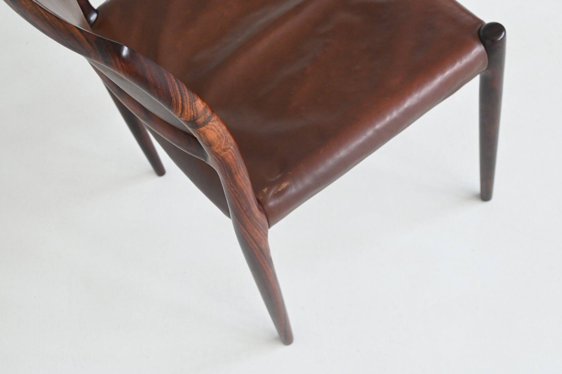 Niels Otto Moller model 80 dining chairs in rosewood Denmark 1960