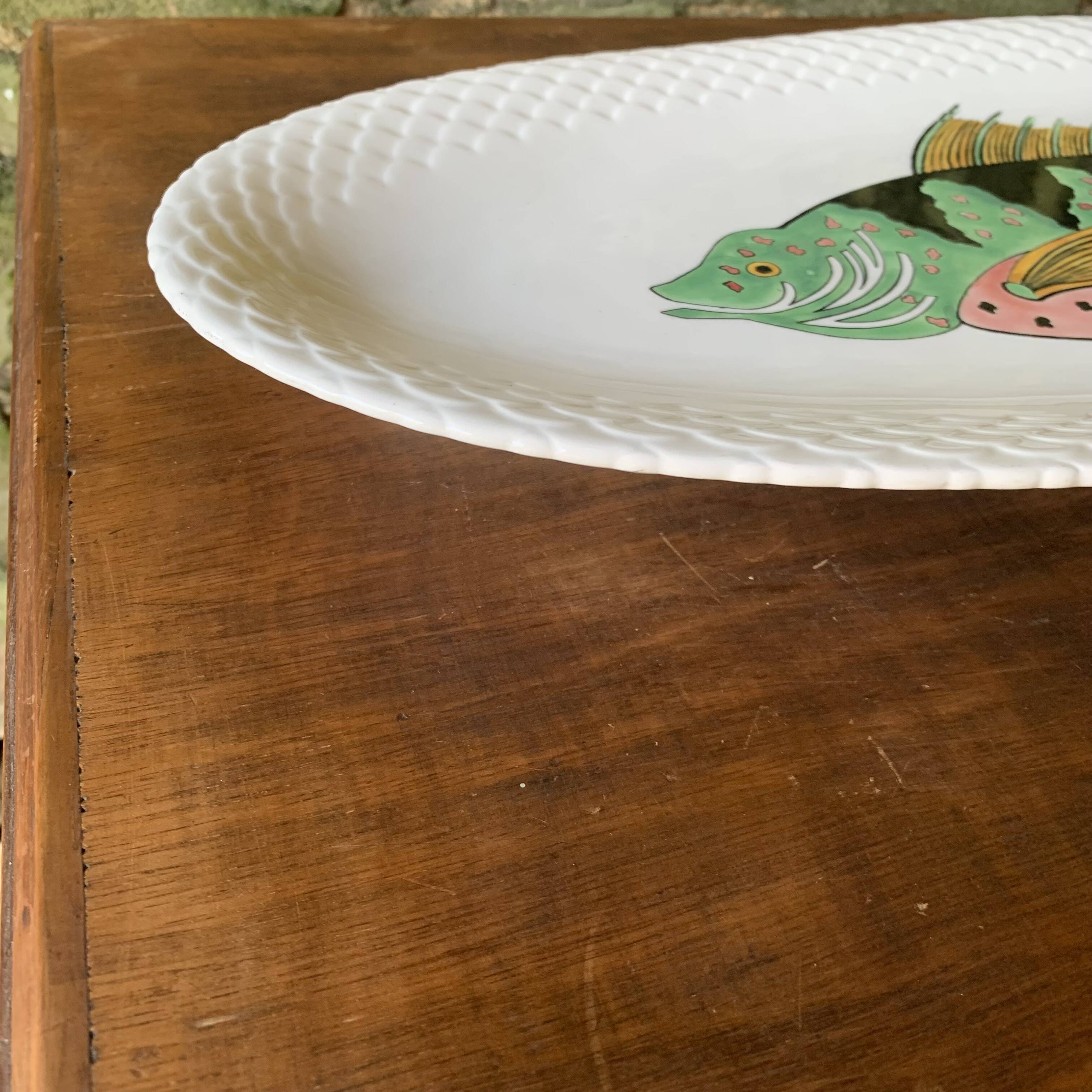 Grand plat à poisson Gien modèle Baie d'Halong