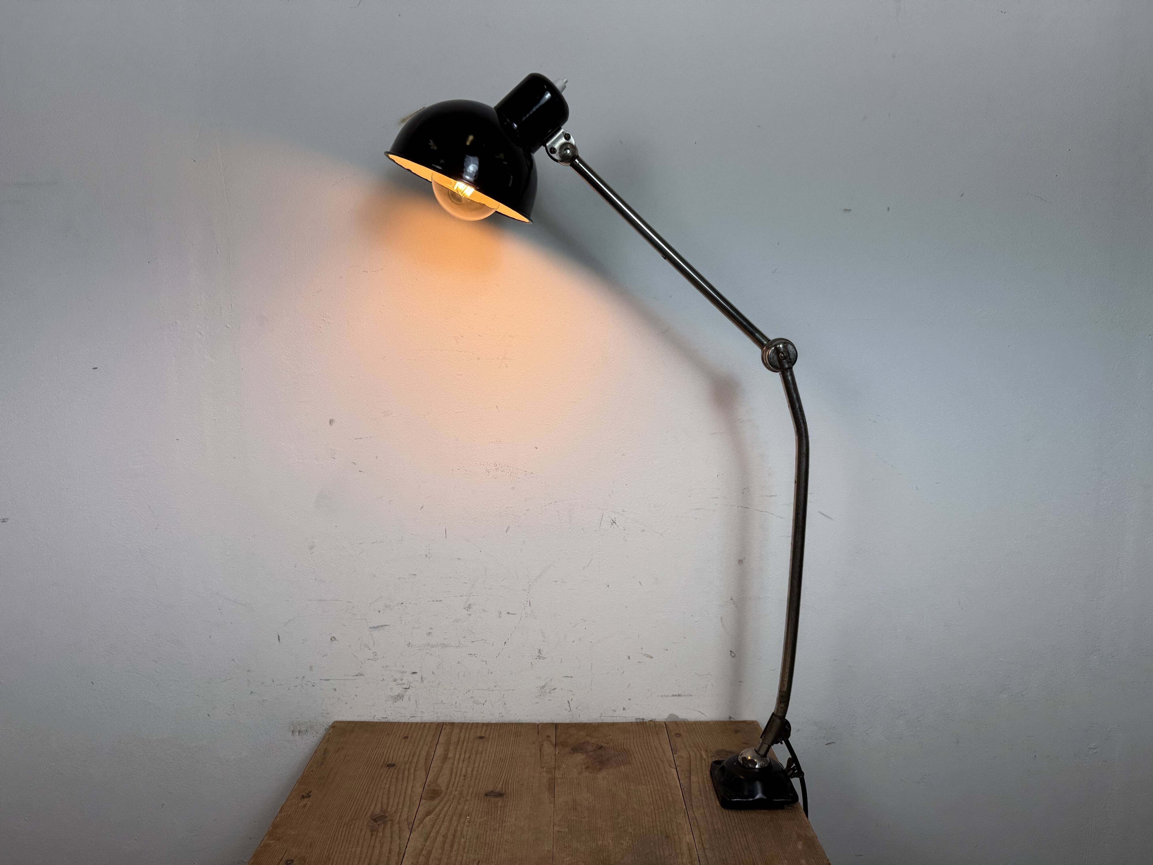 Industrial Workshop Black Enamel Desk Lamp, 1950s