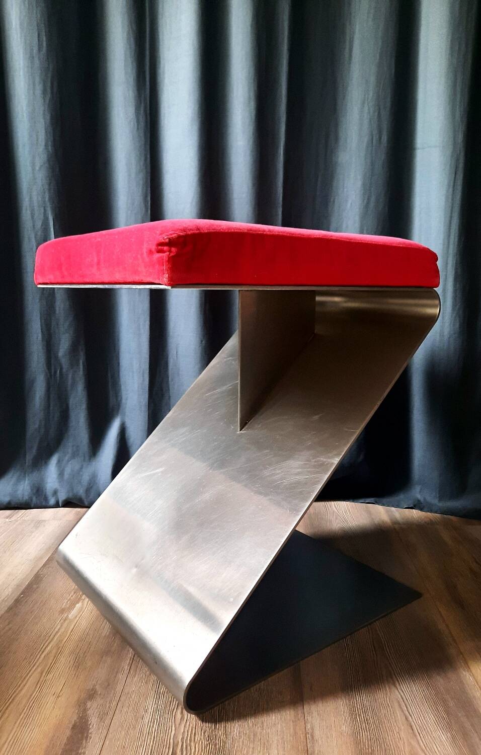 70s folded stainless steel stool