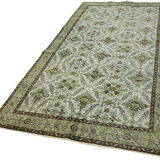 Handmade contemporary anatolian 1970s 163 cm x 306 cm green carpet