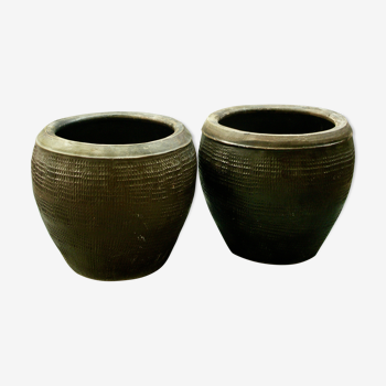 Lot of two big pots/cache Asian pots Vietnam