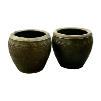 Lot of two big pots/cache Asian pots Vietnam