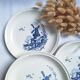 Assiettes plates moulin bleu vintage