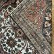 Antique handmade Hamadan Persian rug, ivory medallion on dark background 148x103.