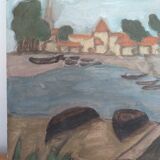 Painting seaside landscape
