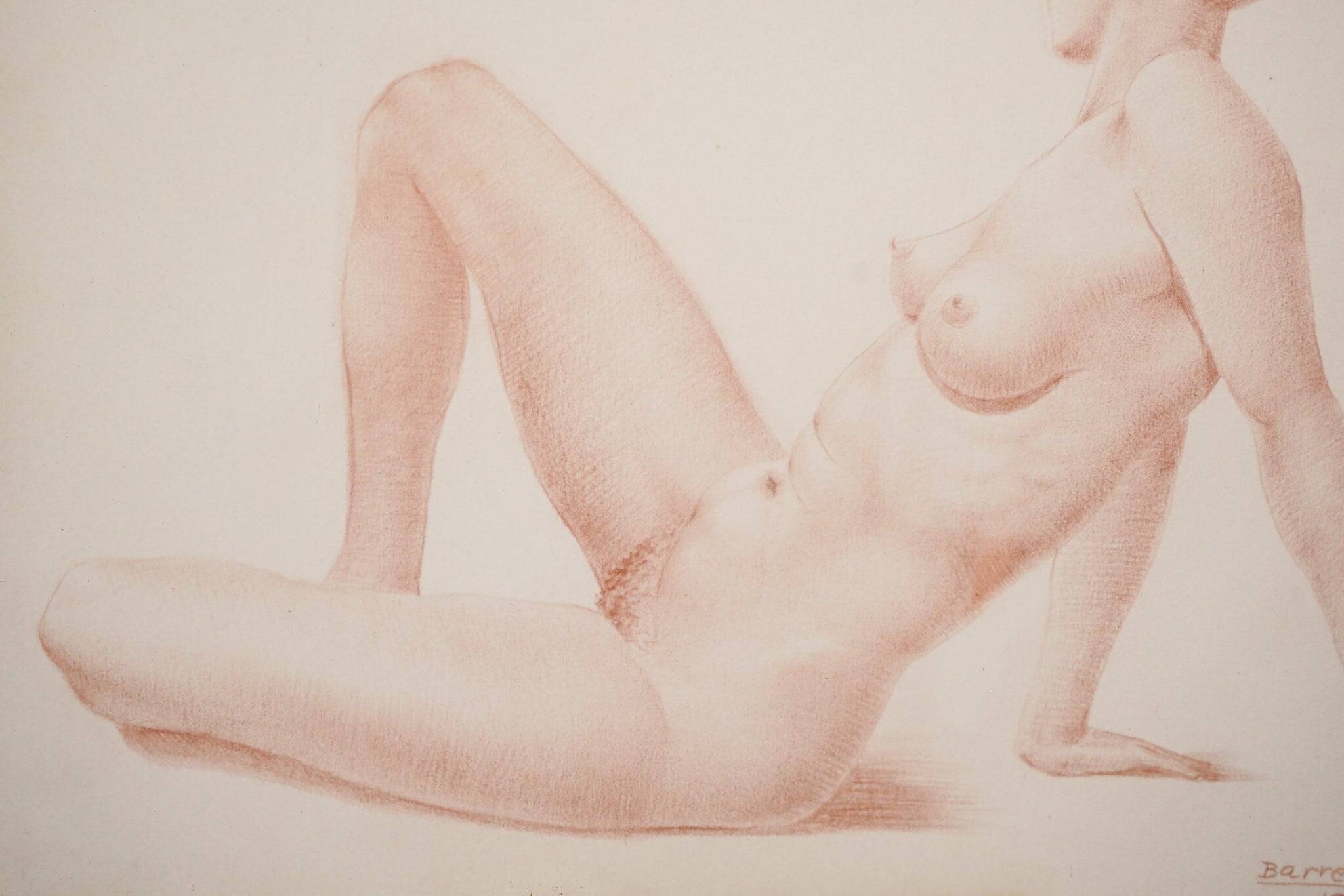 Barrera - Female Life Studies - Two Framed Drawings