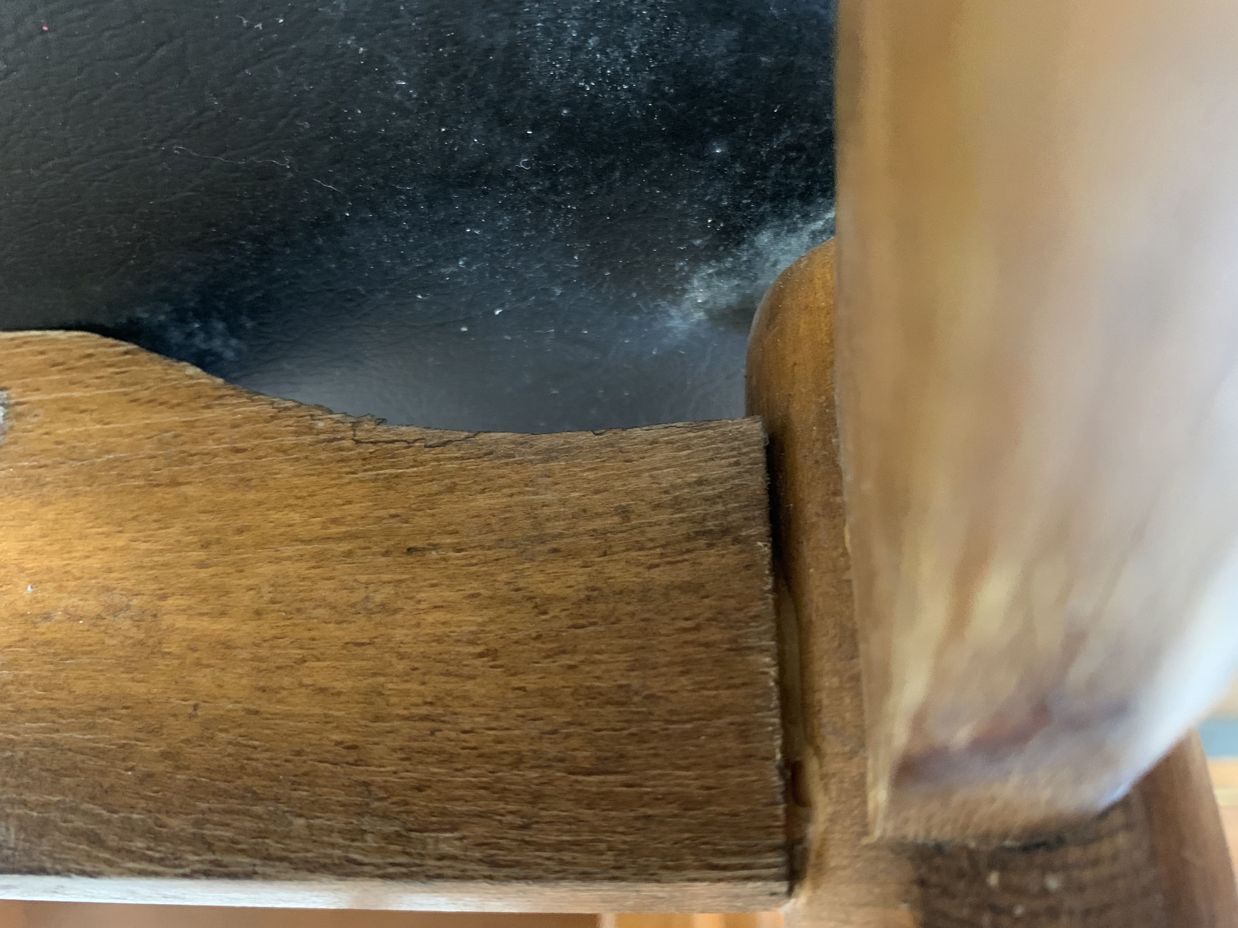 Series of 4 wooden & imitation leather chairs