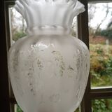 Oil lamp globe - Vine and grape frieze - frosted, sandblasted glass