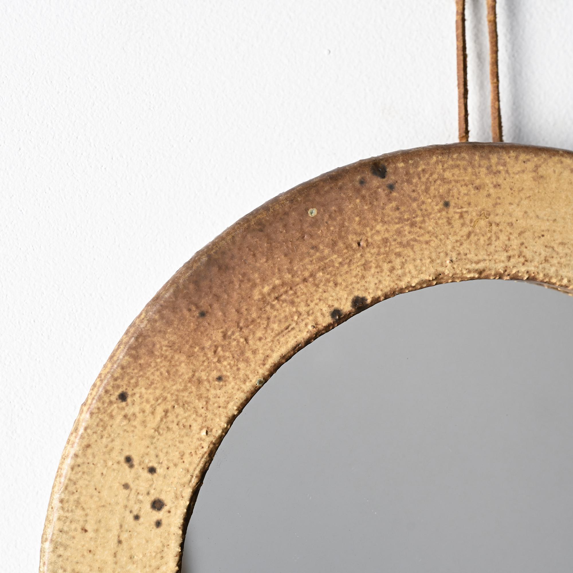 Glazed stoneware mirror, France, circa 1970