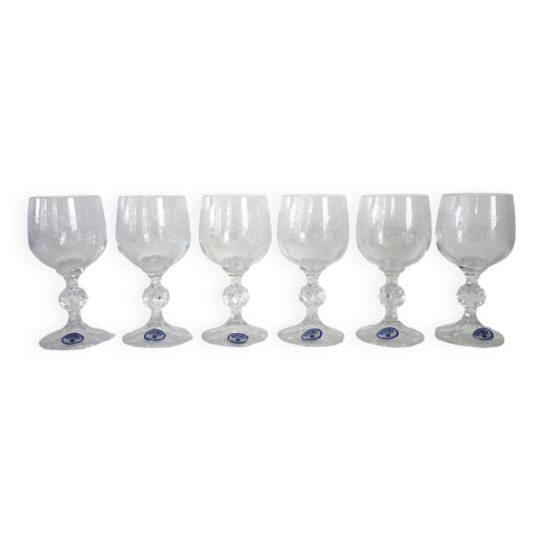 6 verres à vin gravés cristallin de  Bohême