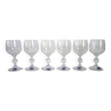 6 Bohemian Crystal Etched Wine Glasses