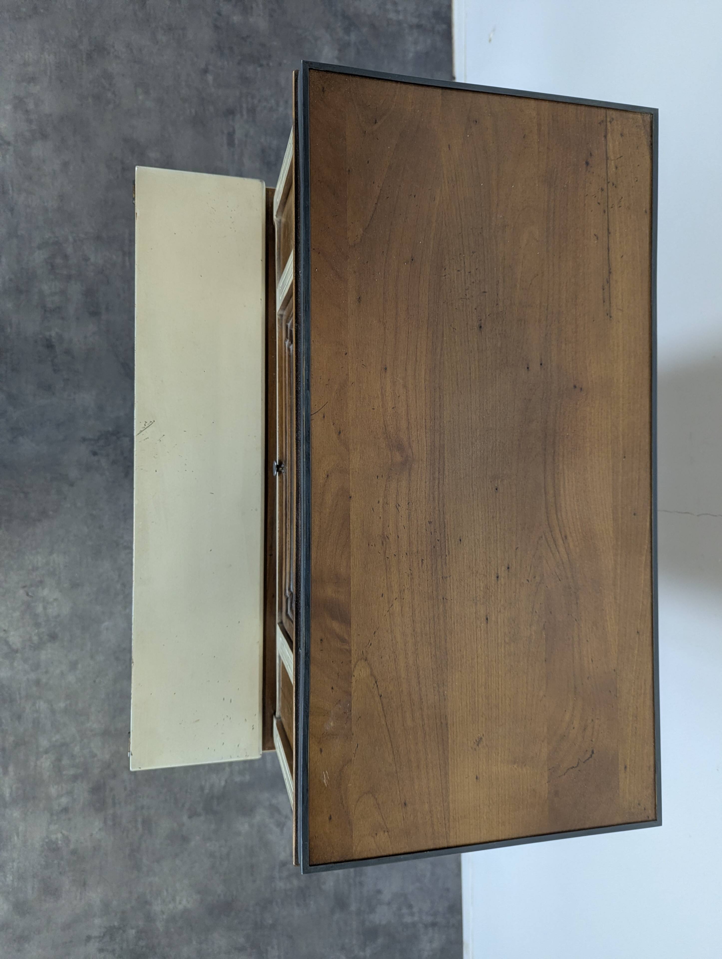 Lady Bonheur's desk, cerused and neo-rustic with highlights.