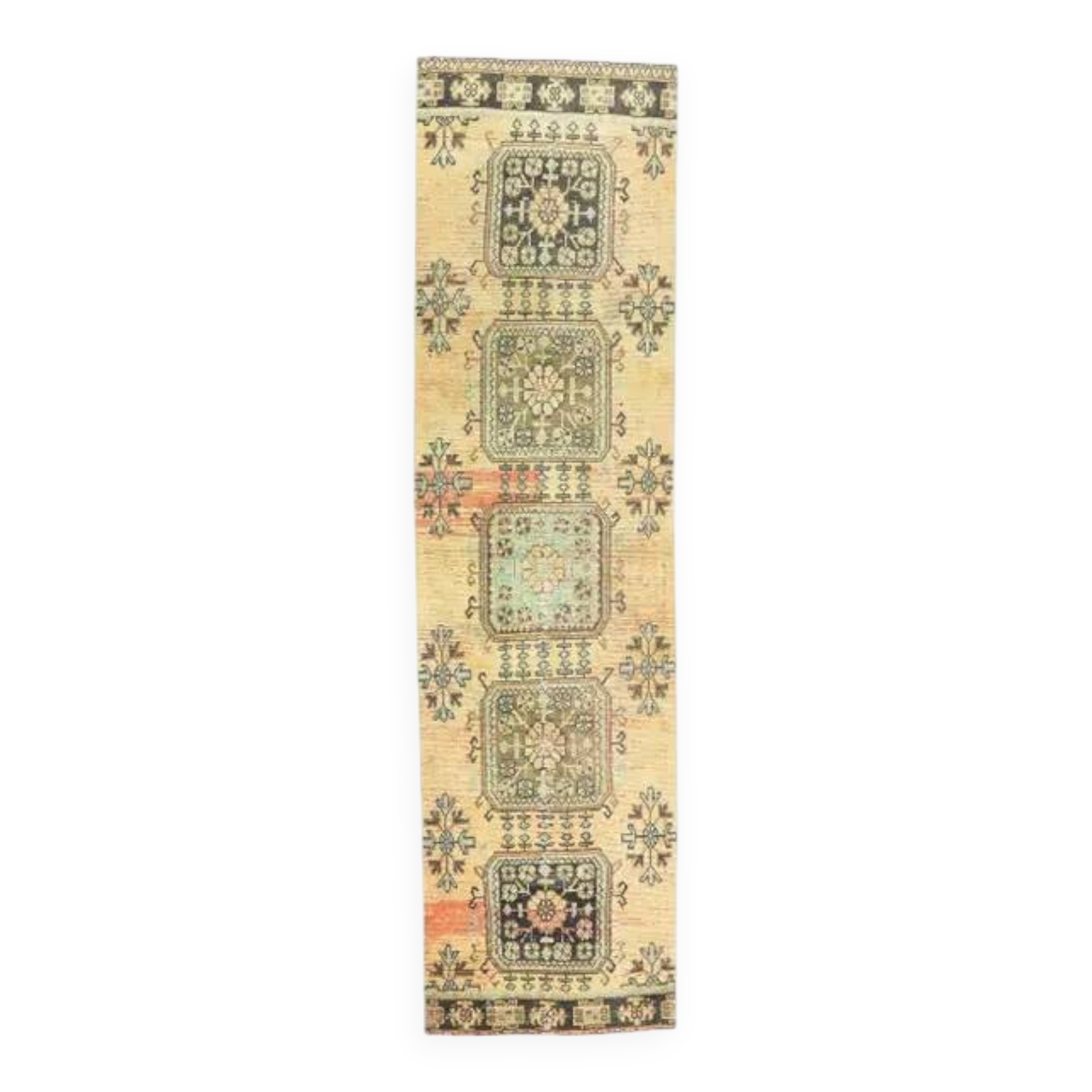 Turkish Oushak Orange Wool Rug 90x342