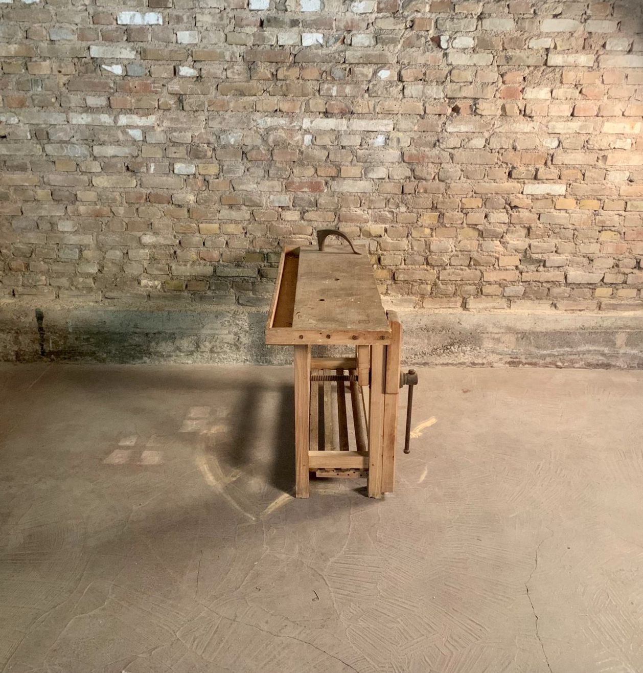 Old carpenter's workbench place in solid oak