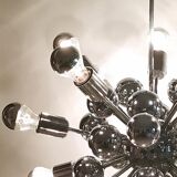Chandelier sputnik by goffredo reggiani in chrome, made in italy 1970