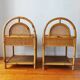 Paire de tables de chevet cannage et rotin Italy 1970