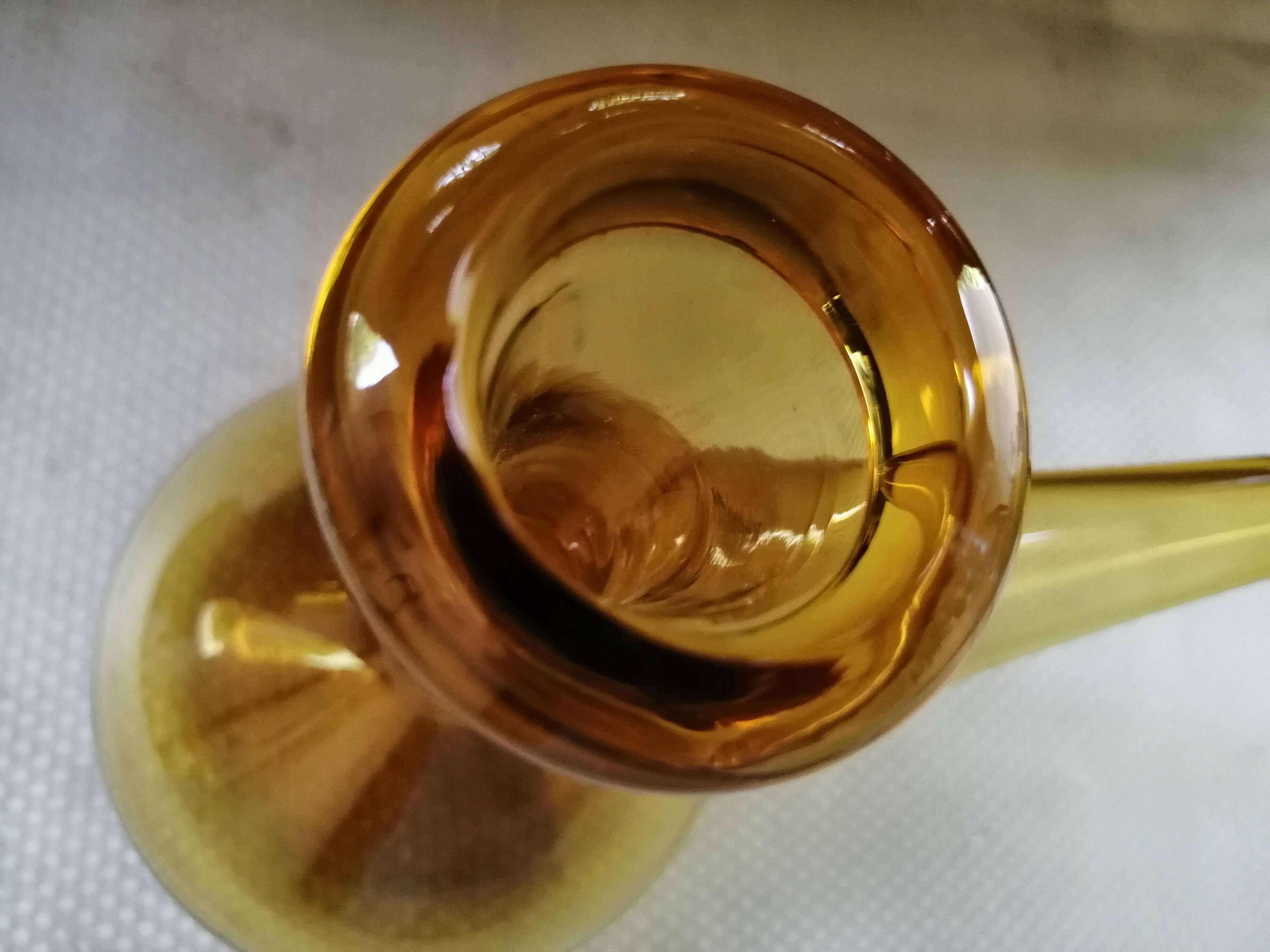Vintage yellow smoked Catalan carafe
